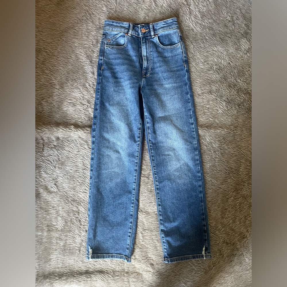 Women’s Super High Waisted Straight Bottom Hem Jeans ( 2 )